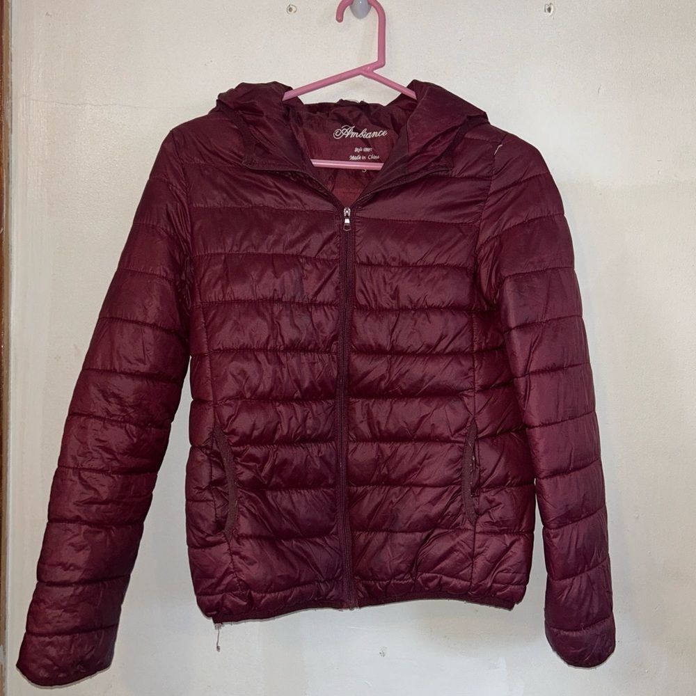 Women’s Maroon Puffer Jacket | Size Small